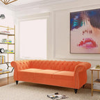 Mid-Century 3 Seater Sofa, Velvet Couch by YUCHIATHSoulFurniture
