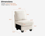 CHIC HOUSE Middle Module for Modular Couch, Corduroy Customizable Chaise - Image 2