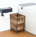 Small Wood Trash Can, Farmhouse Rectangular Garbage Can Waste Basket, Rustic - Image 4