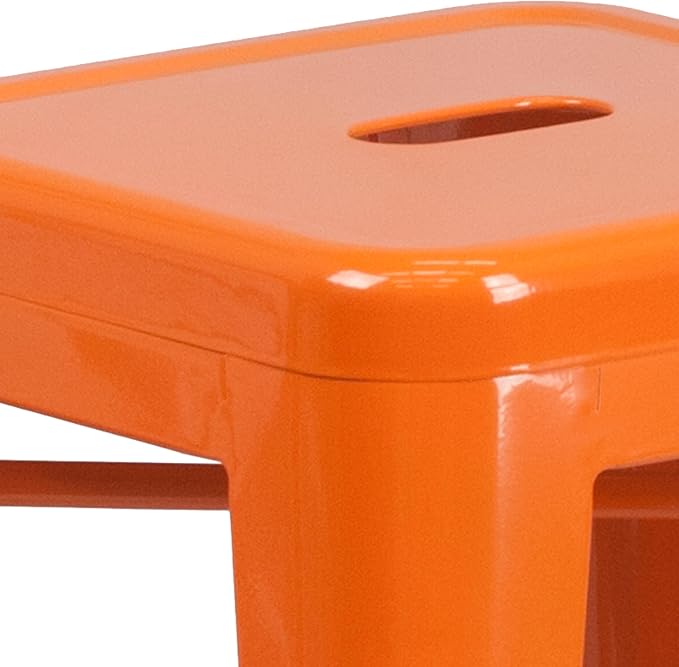 Flash Furniture Lily 4 Pack Commercial Grade 24" High Backless Orange Metal - Image 7