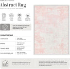 2.6x10 Washable Runner Rug:Modern Abstract Soft Carpet Pink White | - Image 3
