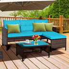 Tangkula Patio Corner Sofa Set 3 Piece, Outdoor Rattan Sofa Set, Includes - Image 2