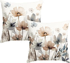 AVOIN colorlife Poppy Flowers Chinoiserie Pillow Covers 18x18 Inch Set of 2 | by AVOINcolorlife