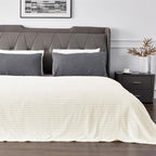 BEDELITE 3D Ribbed Jacquard Cream Blankets Queen Size - Image 2