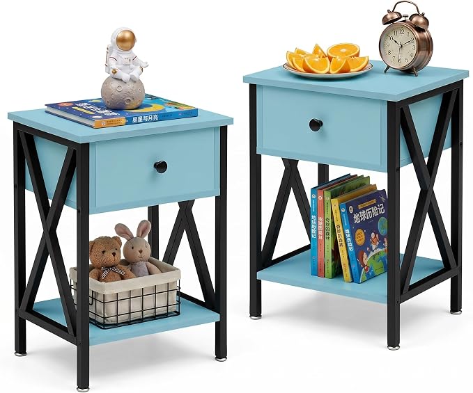 VECELO Nightstands Set of 2, Modern Bedside End Tables, Night Stands by VECELO