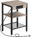 HOOBRO Side Table with Charging Station and USB Port, Small End Table by HOOBRO