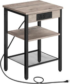 HOOBRO Side Table with Charging Station and USB Port, Small End Table by HOOBRO