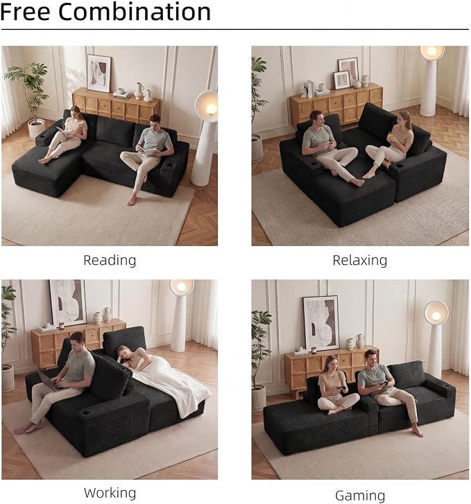 104" L Shaped Boneless Sectional Couches - Image 3