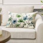 AVOIN colorlife Poppy Flowers Chinoiserie Throw Pillow Cover 12x20 Inch | Blue - Image 5