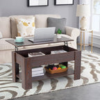 FDW Lift Top Coffee Table with Hidden Compartment and Storage Shelf Wooden Lift - Image 2