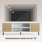 JUMMICO TV Stand for 65 Inch TV, Mid Century Modern TV Stand, Entertainment - Image 4