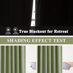 Vision Home Dark Green Pinch Pleated Full Blackout Curtains Linen Blended Room - Image 3