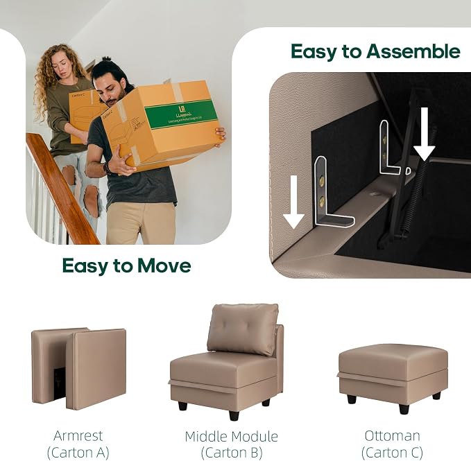 LLappuil Modular Sectional Sofa Middle Module Storage Seat - Image 8