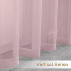Chyhomenyc Sheer Curtains 63 Inch Length 2 Panels, Blush Pink | Light Filtering - Image 7