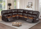 Yolsali Manual Reclining Sectional Sofa Set, 6 Seats Soft Leather Recliner by SavortheHappyMoments