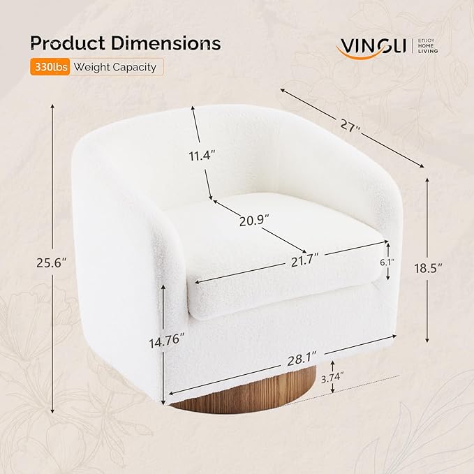 VINGLI 360°Swivel Accent Chairs Set of 2 - Image 2