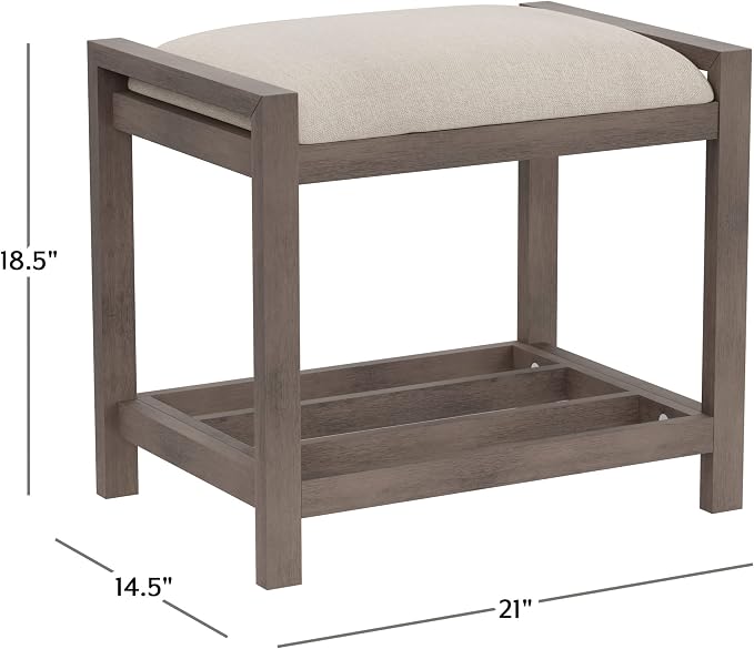 Hillsdale Furniture Amelia Vanity Stool, Antique Gray - Image 5