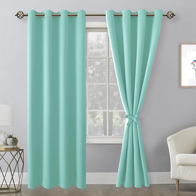 Blackout Curtains for Bedroom, 52 x 84 Inches Long, 2 Panels, Aqua | Thermal - Image 8