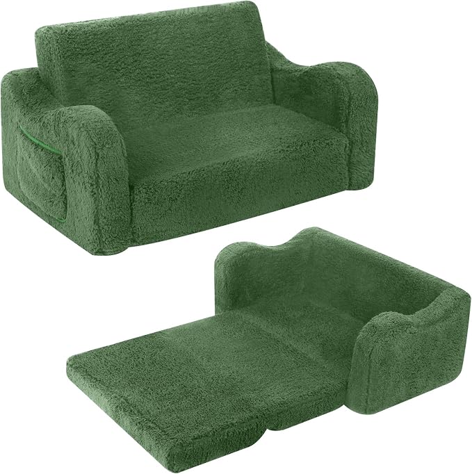 MOMCAYWEX Kids Sofa, 2-in-1 Flip-Out Foam Couch, Soft Play Lounge Chair by MOMCAYWEX