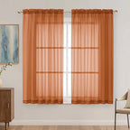 Orange Sheer Curtains 63 Inches Long 2 Panels Set, Light Filtering Sheer by OVZME