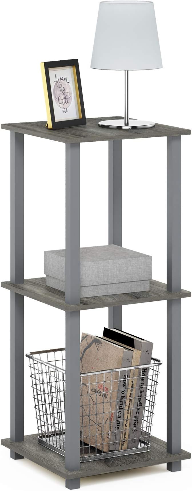 Furinno SIMPLISTIC Side Table Set of 2, 2-Tier Square Modern End Table - Image 7
