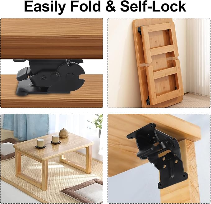 Self Locking Hinges Furniture Table Legs Locking Brackets, 90 Degree Folding - Image 4