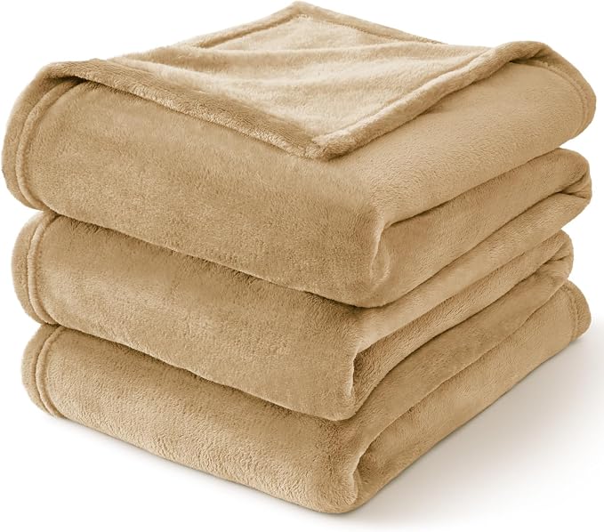 BEDELITE Fleece Blanket Soft Plush Twin Size Blanket Light Camel 60"x80" | - Image 8