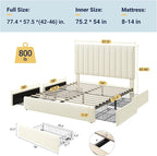 Allewie Full Size Storage Bed Frame, Vertical Channel Tufted Adjustable - Image 2