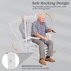 Outvita Outdoor Rocking Chair, Solid Wood High Back Rocker, All Weather Lounge - Image 5
