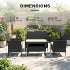 4 PCS Outdoor Patio Furniture Set, All-Weather PE Rattan Wicker Chairs - Image 5