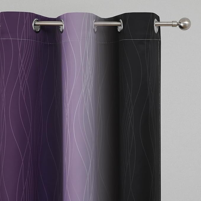 Black and Purple Ombre Blackout Curtains 84 Inch Length | Room Darkening - Image 4