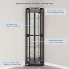 BELLEZE Lighted 3-Side Glass Display Curio Cabinet - Image 5