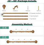 QDWIS Boho Wood Curtain Rods for Windows 28 to 48 inch, Rustic Decorative - Image 8