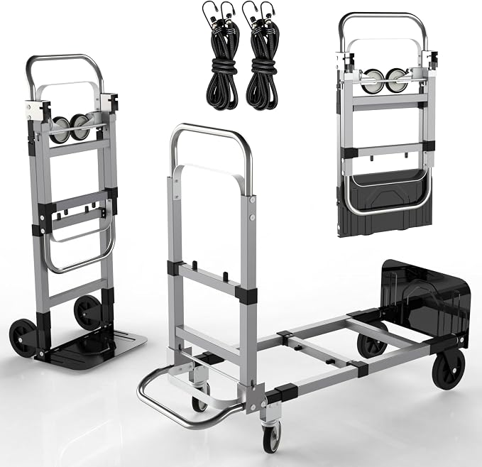 White Convertible Hand Truck Dolly Cart by NEBICALS