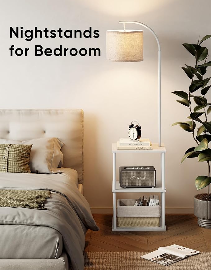 PARTPHONER Floor Lamp with Table, Night Stand with Lamp, Narrow Side Table with - Image 8