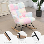 SAETSFEG Rocking Chair Nursery Teddy Upholstered Glider Rocker Rocking Accent - Image 4