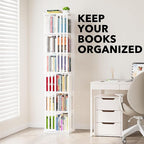 SpaceAid 6 Tier Rotating Bookshelf Tower, Bamboo Spinning Book Shelf, Revolving - Image 6