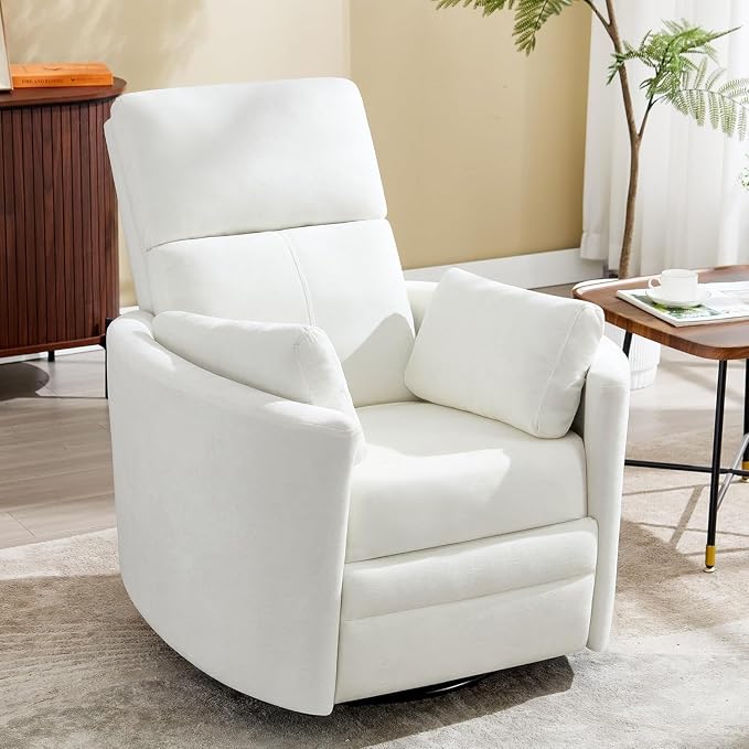 Manual Recliner 360°Swivel Rocking Chair, Nursery Rocking Glider Chair by choairy