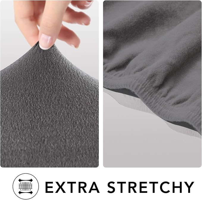 PureFit Stretch Couch Covers for Sofa 4 Seater Slipcovers Light Gray | 1-Piece - Image 4