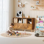 8-Cube Storage Organizer with Doors & 5 Solid Wood Legs, Mid-Century Modern - Image 2