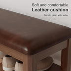AQIMUELE Shoe Bench with Leather Cushion, 3 Tiers Shoe Storage Bench Height - Image 4