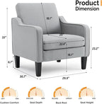 VINGLI Accent Chairs for Living Room, Line Comfy Upholstered Sofa Chair Mid - Image 2
