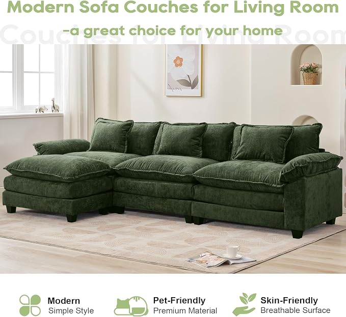 Oprisen 120" Modular Sectional Sofa, Comfy Cloud Couch Sectional Sofa - Image 7