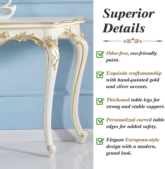 Vintage French Console Table, Wood Entryway Table - Image 5