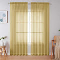 Simplebrand Gold Sheer Curtains 90 Inches Long 2 Panels, Light Filtering Rod by Simplebrand