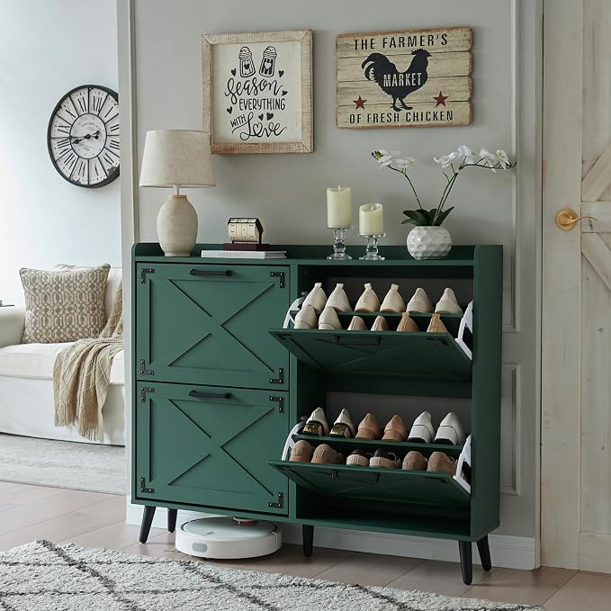 Barnyatoh Shoe Storage Cabinet, Farmhouse Shoe Organizer by Barnyatoh