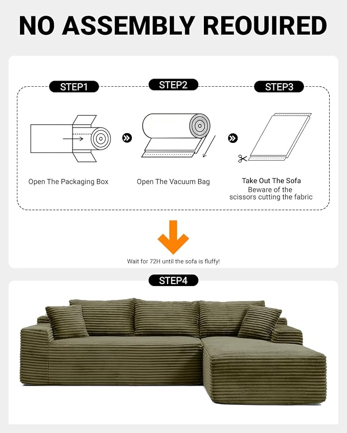 108 Inch Cloud Sectional Couch, Modern Modular Sectional Sofa - Image 4