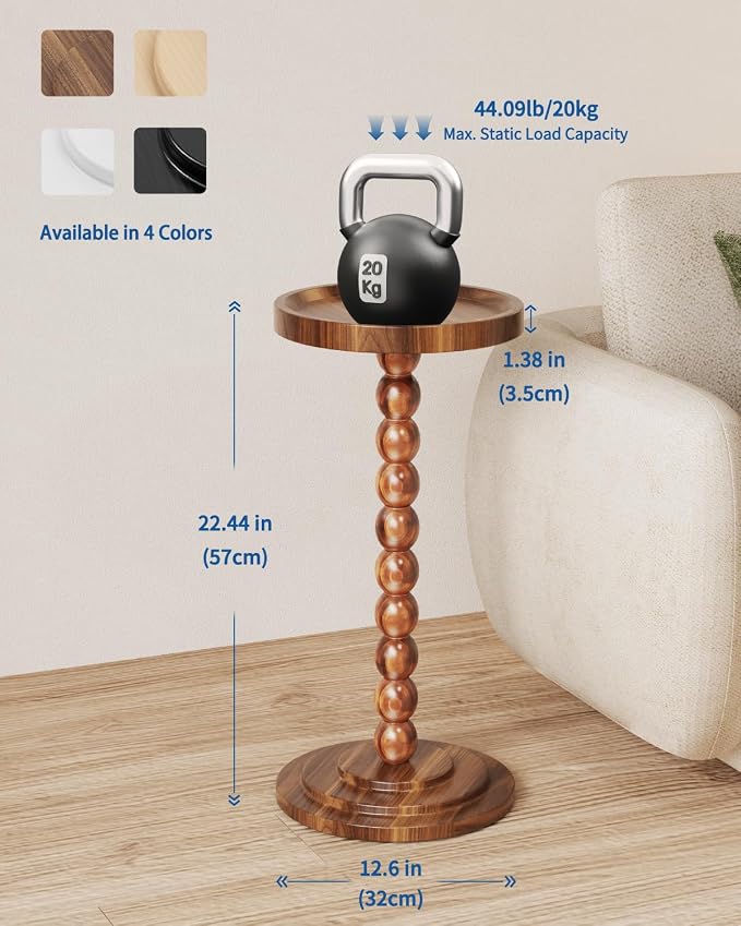 Round Wooden Side Table & Drink Table | Sturdy & Functional Mid-Century Modern - Image 3