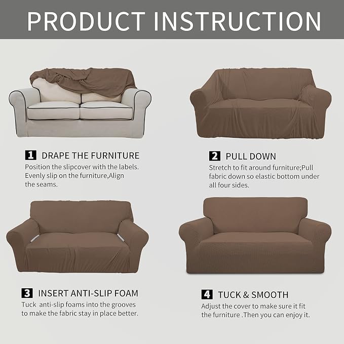 Easy-Going Stretch Oversized Sofa Couch Slipcover Washable Brown | 1-Piece - Image 8