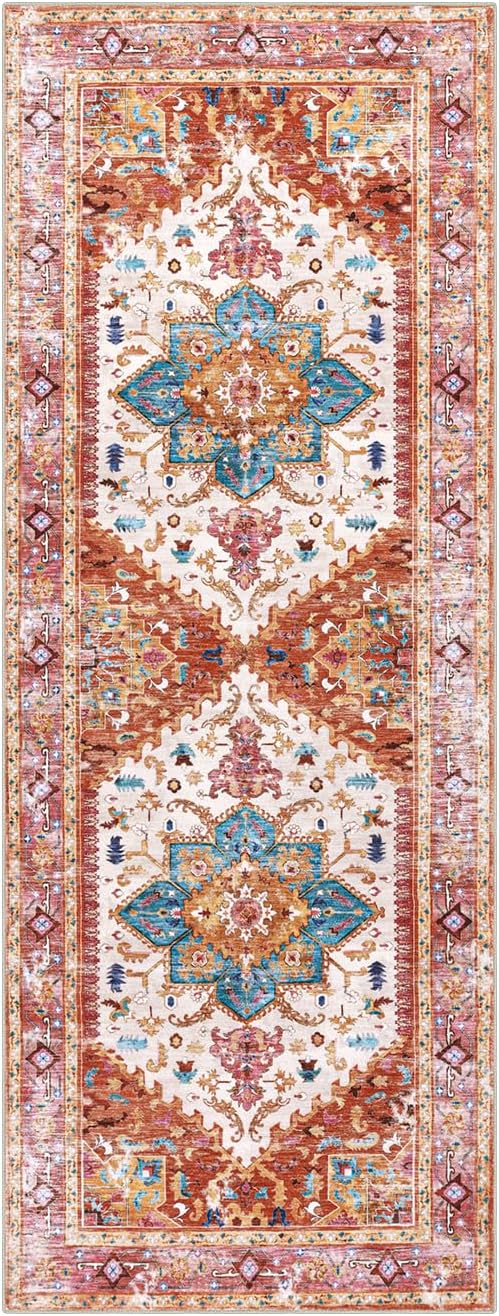 Yamaziot Washable Runner Rug, 2x6 Non-Slip Boho Vintage Hallway Kitchen Rug | - Image 3